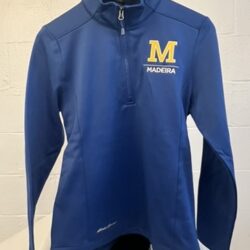 1/2 Zip Eddie Bauer Ladies top, Blue w gold/white M