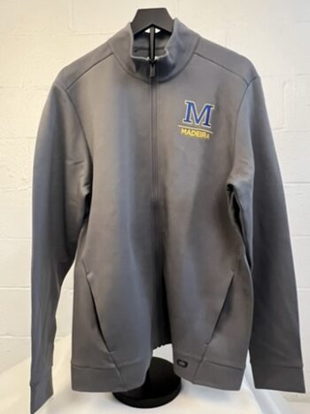 Full Zip Mens Jacket, Grey w blue/gold M
