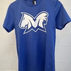 Tee shirt, Heather blue w large white dual heads