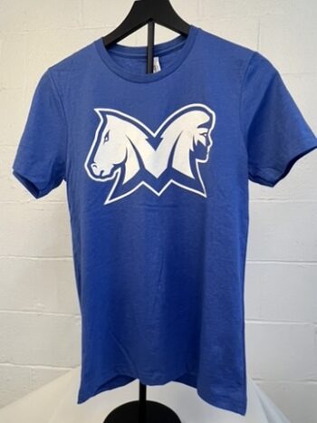 Tee shirt, Heather blue w large white dual heads